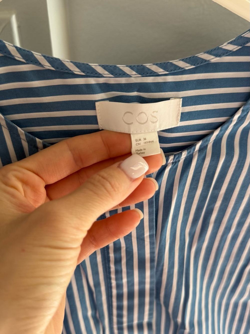 COS Blue and White Vertical-Stripe Women’s Top